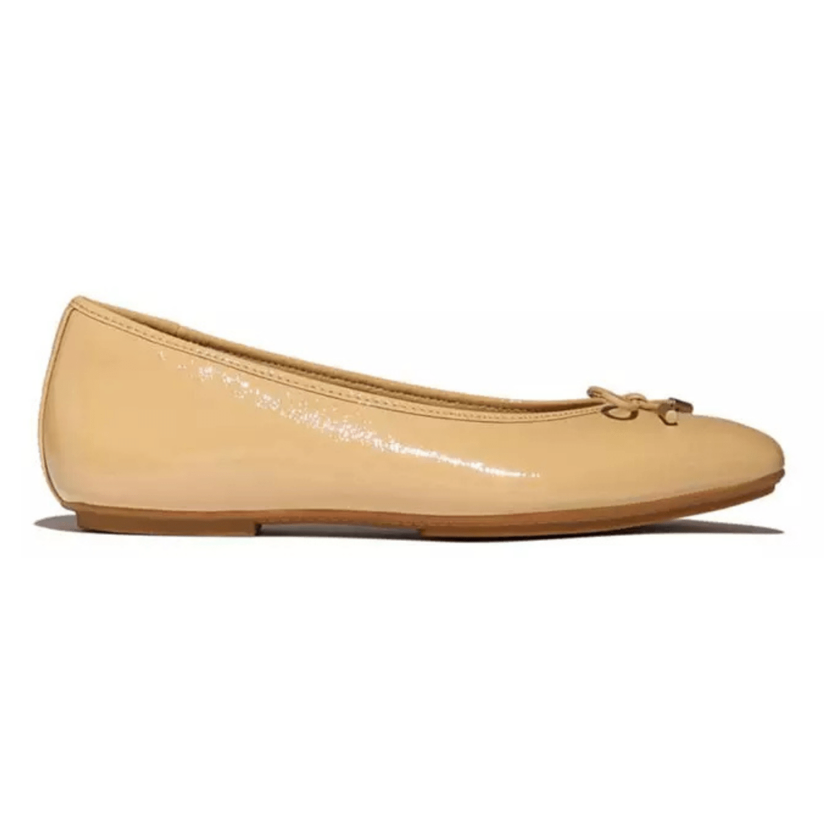 FitFlop Women's Delicato Bow Textured Patent-Leather Ballet Flats Cappuccino 9