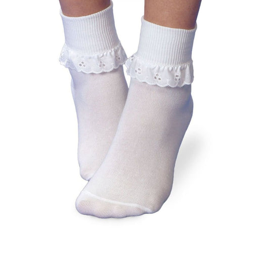 Jefferies Girl's Eyelet White Socks - 403120803016 - Tip Top Shoes of New York