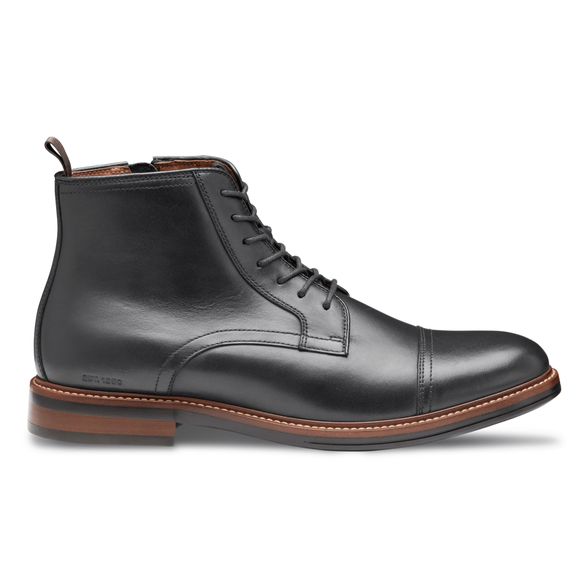 johnston and murphy dress boots & Men's Durham Cap Toe - Black Leather/rubber sole. The Best Dress Boots Under