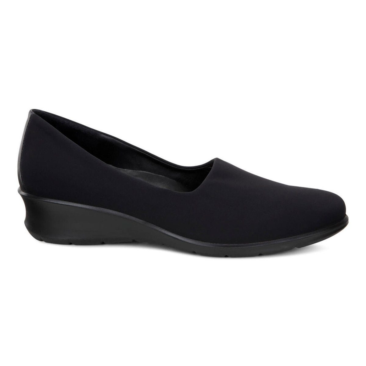Ecco Felicia Stretch Textile and Leather Slip On Wedge Loafers, Womens, 39(8/8.5), Black/Black