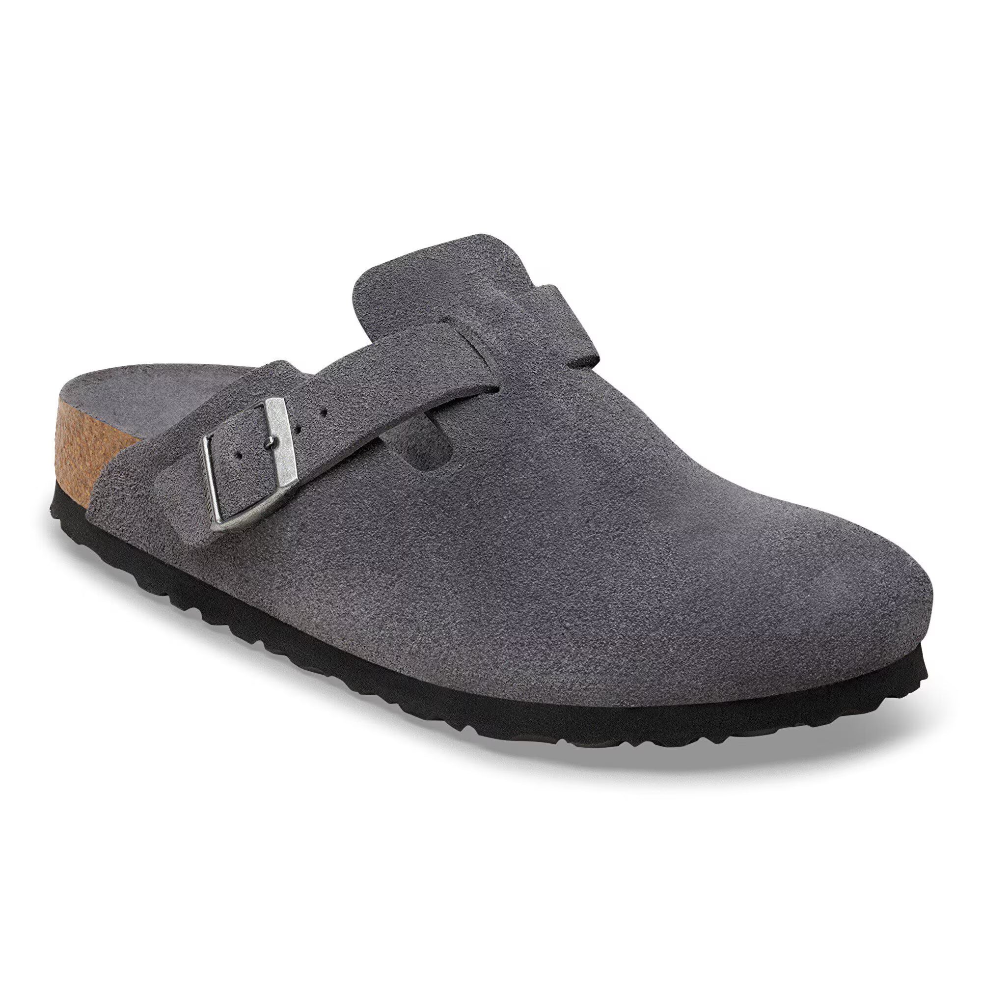 Birkenstock Men's Boston Soft Footbed Charcoal Suede