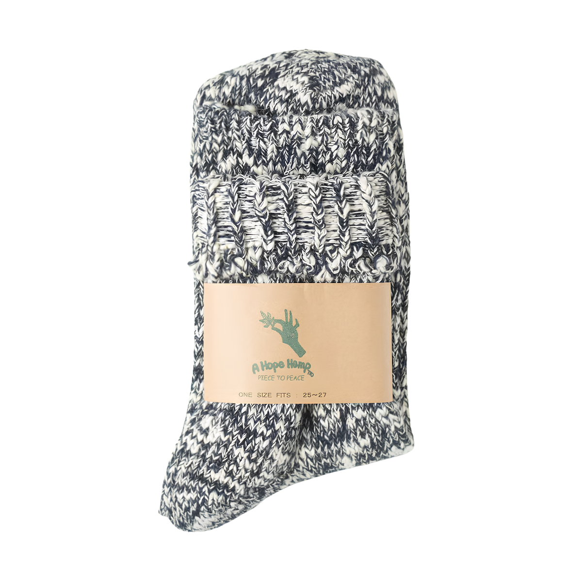 A Hope Hemp Men's Marbled Crew Sock Navy