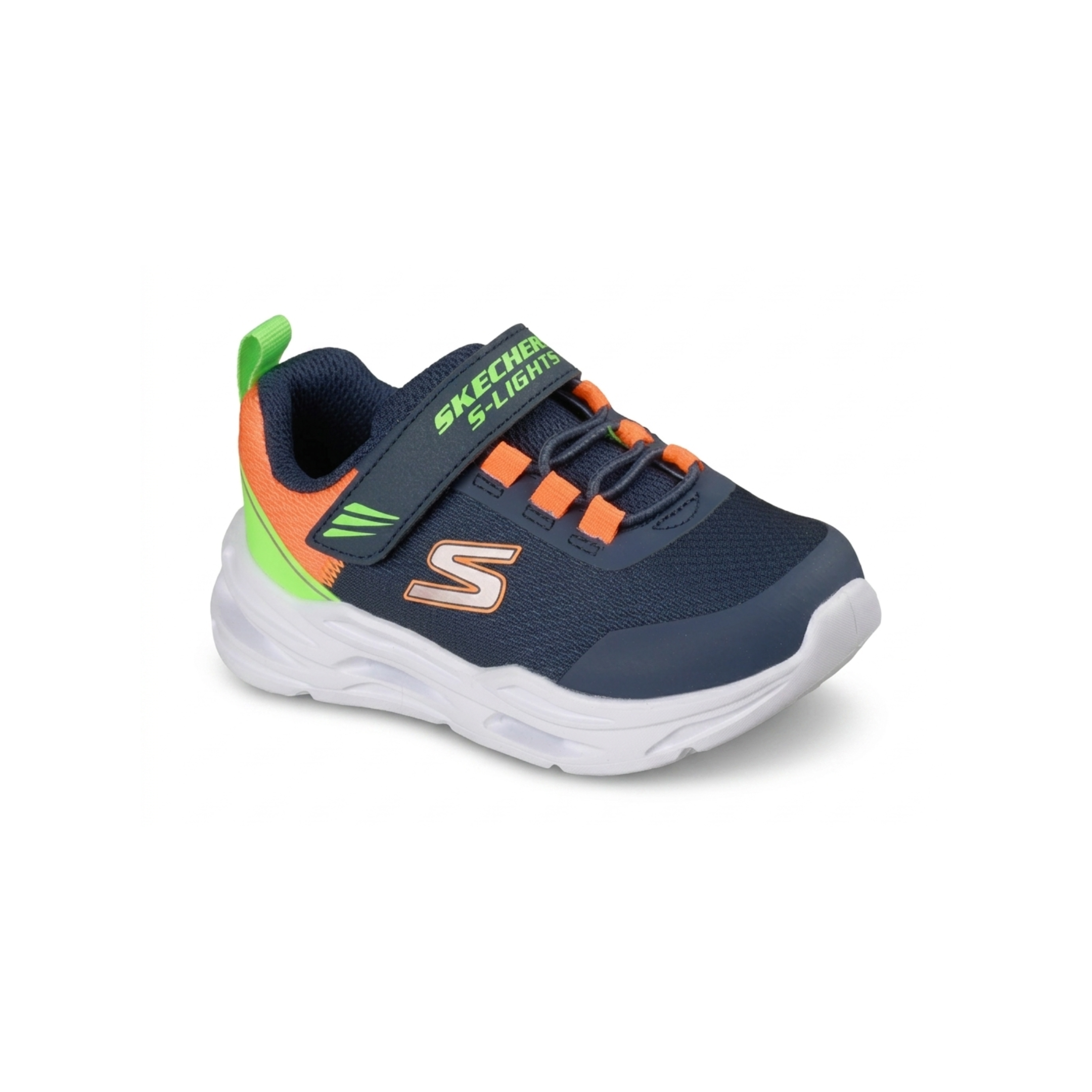 Skechers Toddlers 407628NNVMT S-Lights: Lil' Glide-Step Lights Navy/Orange/Lime