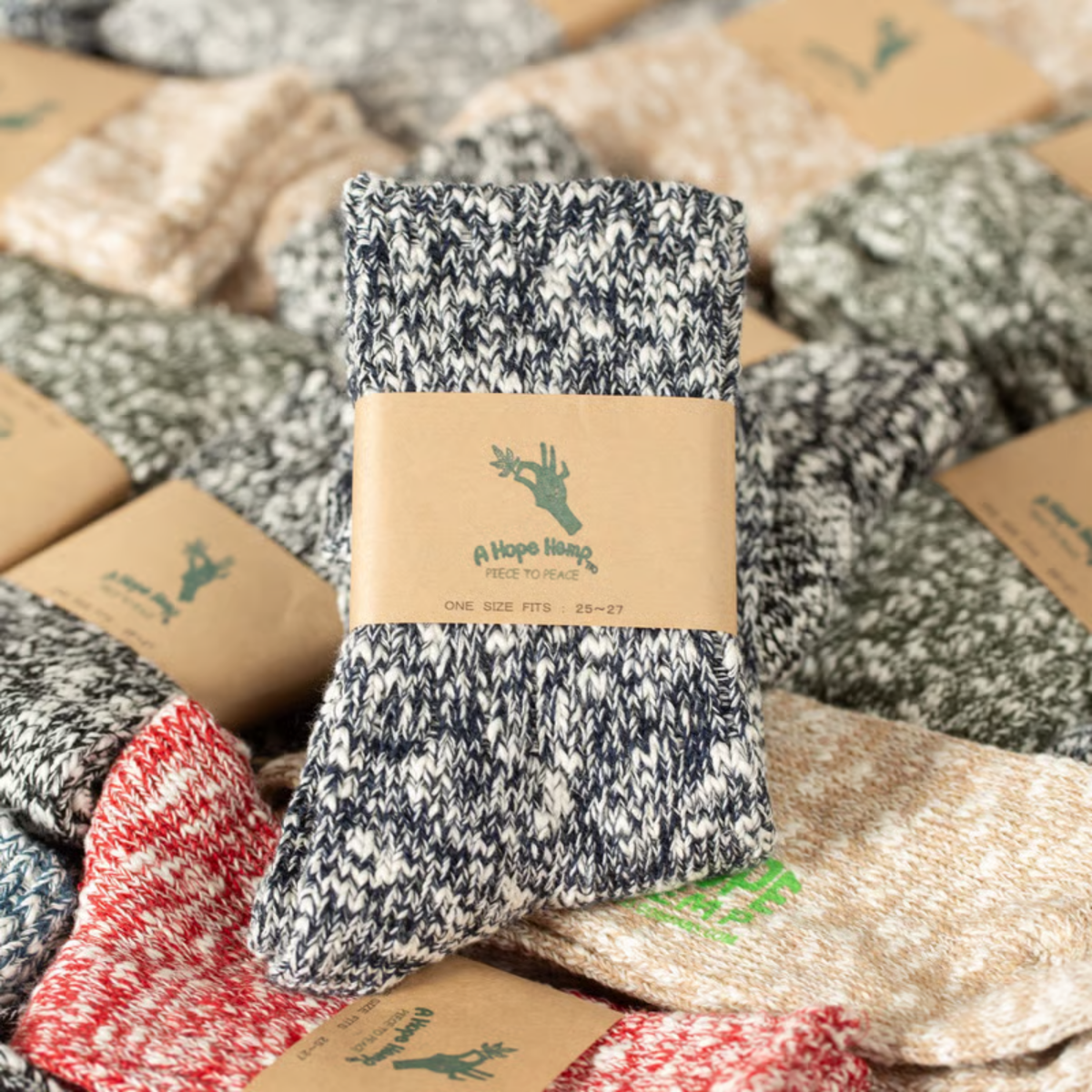 A Hope Hemp Men's Marbled Crew Sock Navy