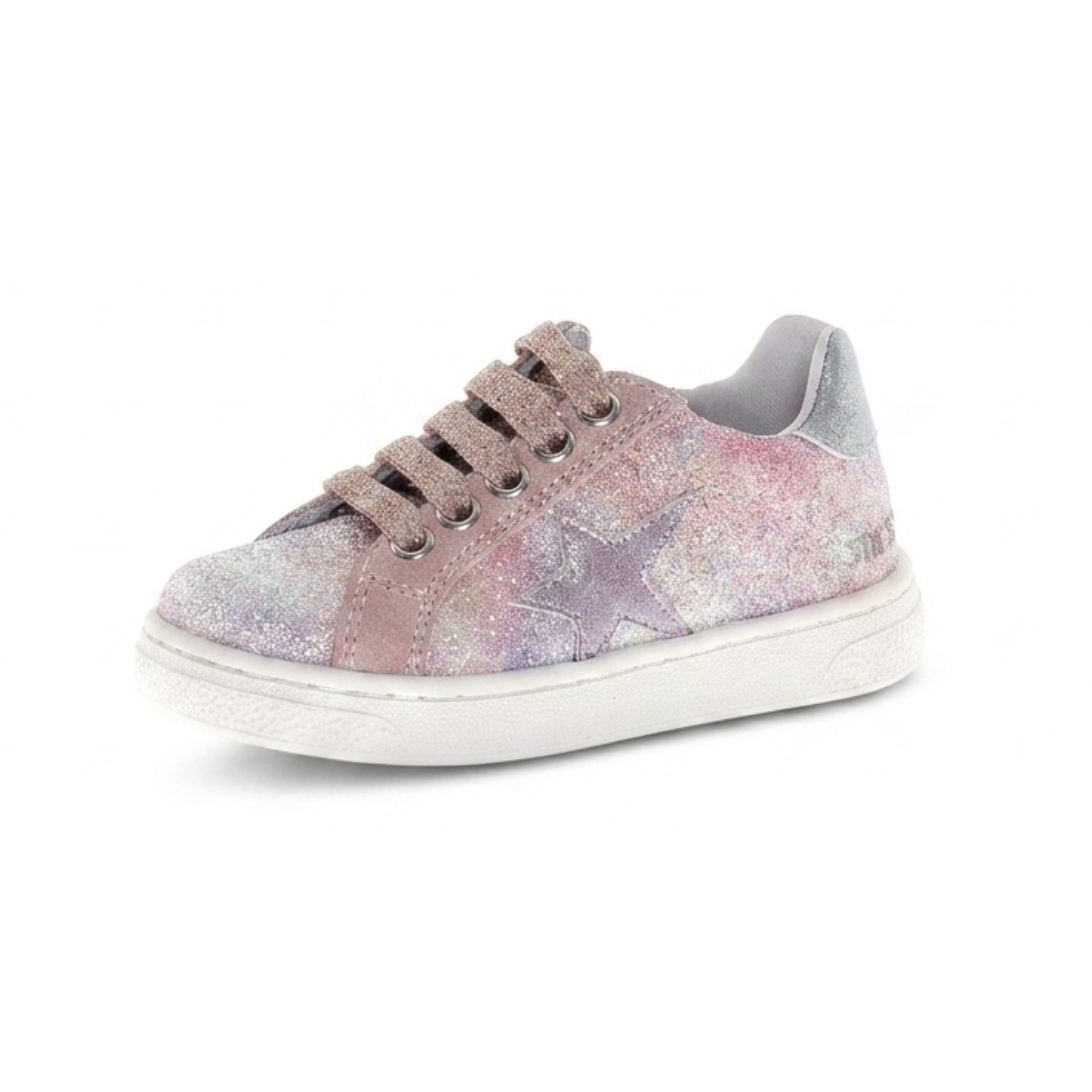 Naturino Girls (Sizes 28-33) Pinn Zip Pink Suede/Multicolor Glitter