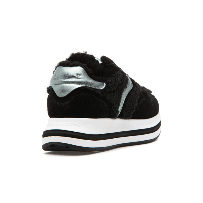 Voile Blanche Women's Melany Fur Black Suede/Black Fur/Pewter