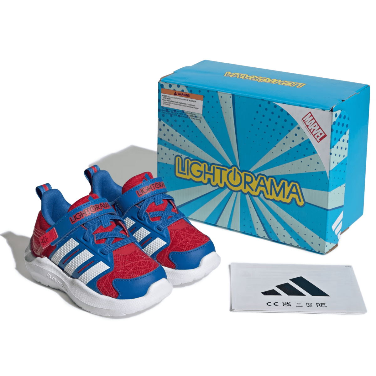 Adidas Toddlers Marvel Lightorama Better Scarlet/Cloud White/Bright Royal Spider Man - 1105396 - Tip Top Shoes of New York