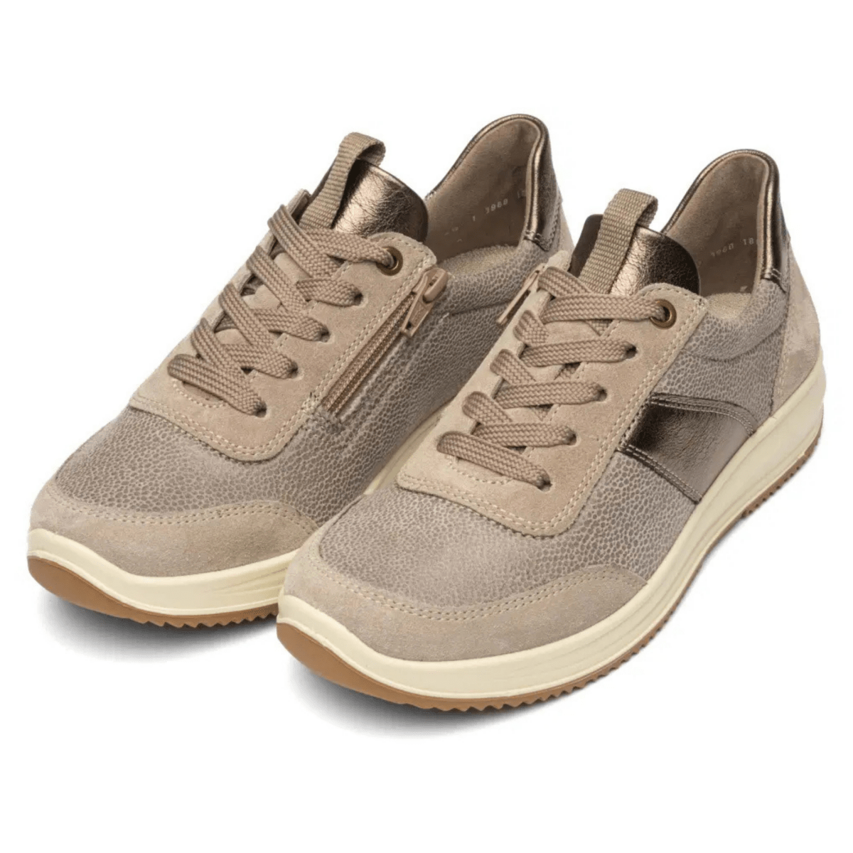 Ara Women's Osaka Light Beige Suede/Metallic Leather - 9034853 - Tip Top Shoes of New York