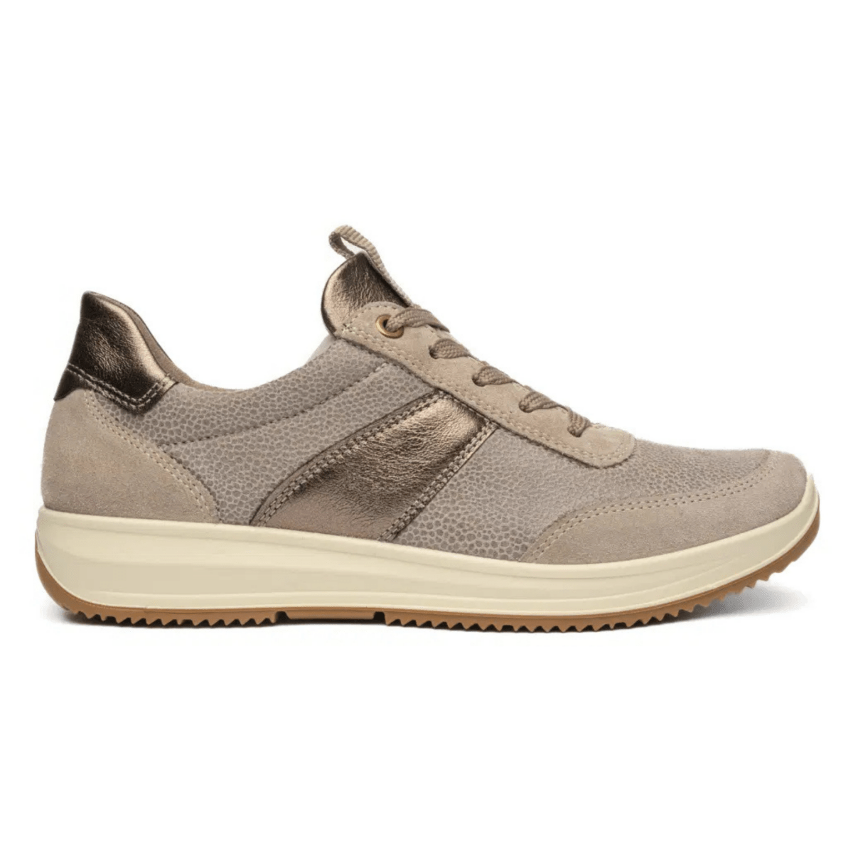 Ara Women's Osaka Light Beige Suede/Metallic Leather - 9034853 - Tip Top Shoes of New York