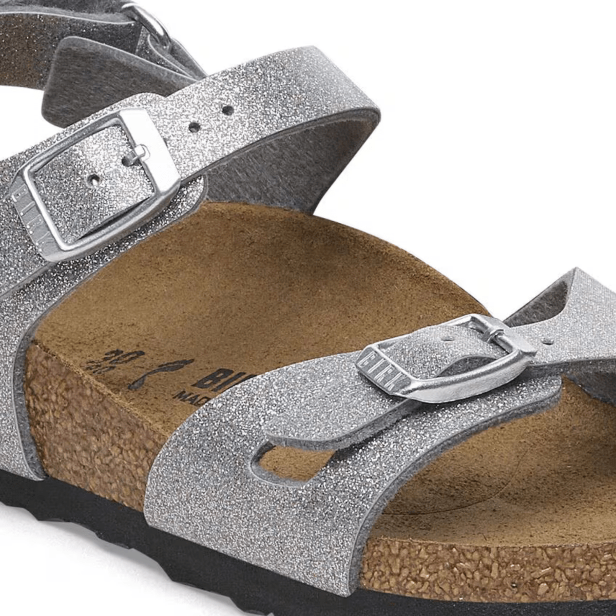 Birkenstock Girl's Rio Birko - Flor Sparkling Light Silver - 1094122 - Tip Top Shoes of New York