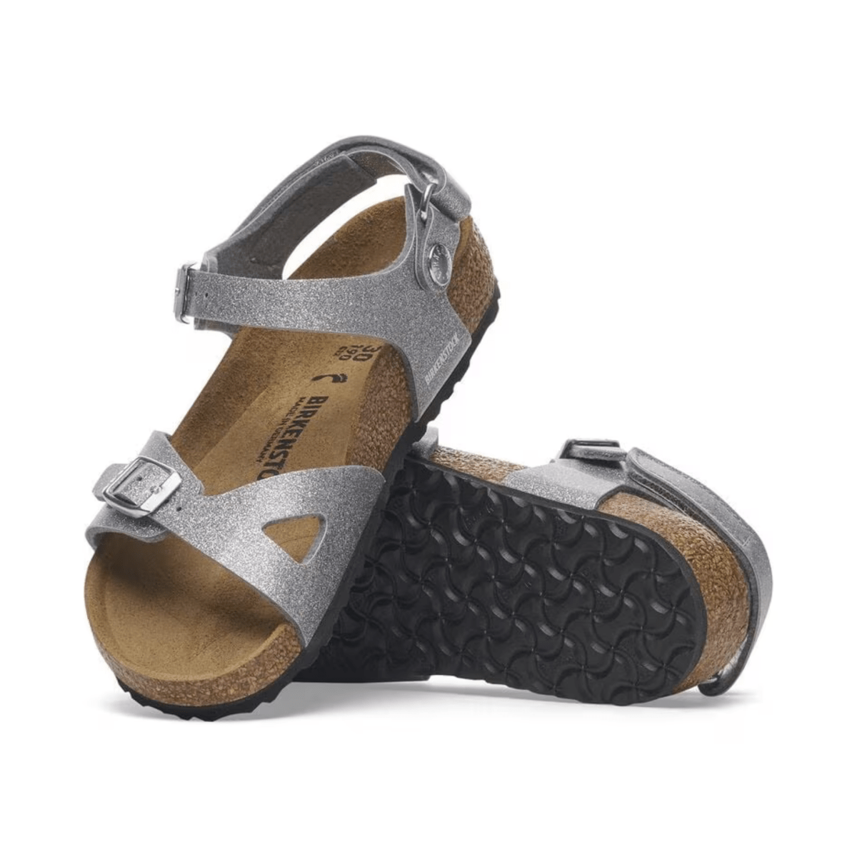 Birkenstock Girl's Rio Birko - Flor Sparkling Light Silver - 1094122 - Tip Top Shoes of New York