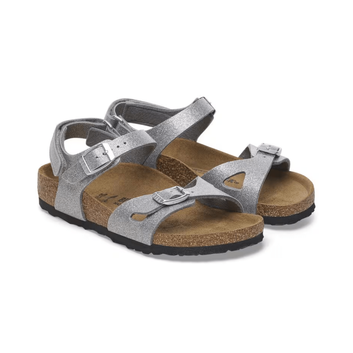 Birkenstock Girl's Rio Birko - Flor Sparkling Light Silver - 1094122 - Tip Top Shoes of New York