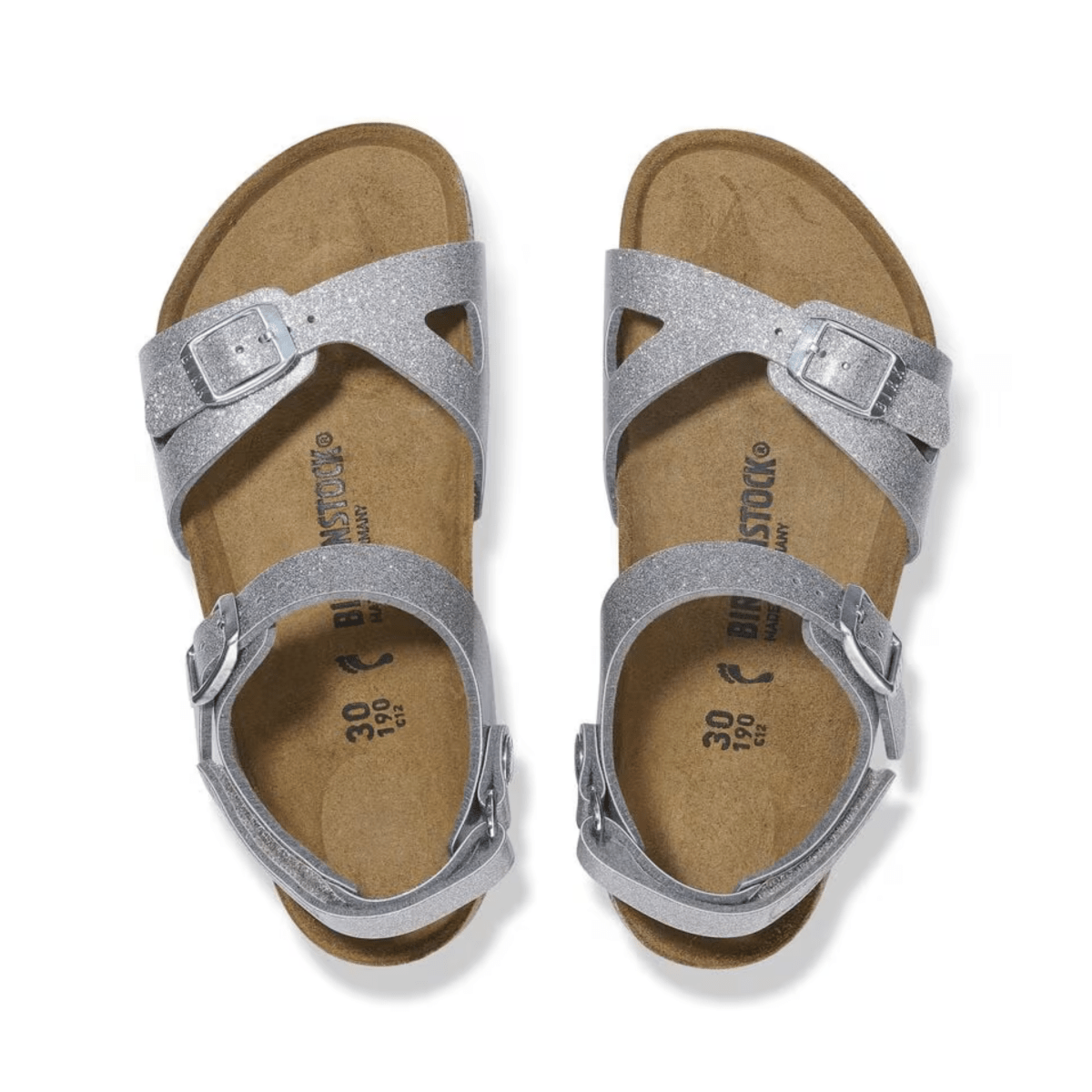Birkenstock Girl's Rio Birko - Flor Sparkling Light Silver - 1094122 - Tip Top Shoes of New York