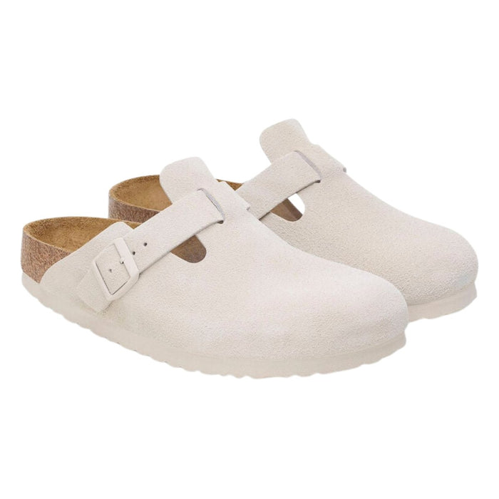 Birkenstock Men's Boston Soft Footbed Antique White Suede - 9013664 - Tip Top Shoes of New York