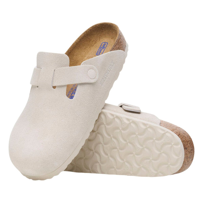 Birkenstock Men's Boston Soft Footbed Antique White Suede - 9013664 - Tip Top Shoes of New York