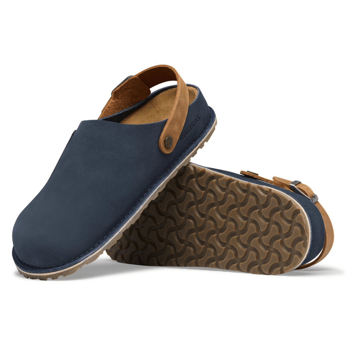 Birkenstock Men's Lutry Premium Navy/Cognac Suede - 9033370 - Tip Top Shoes of New York