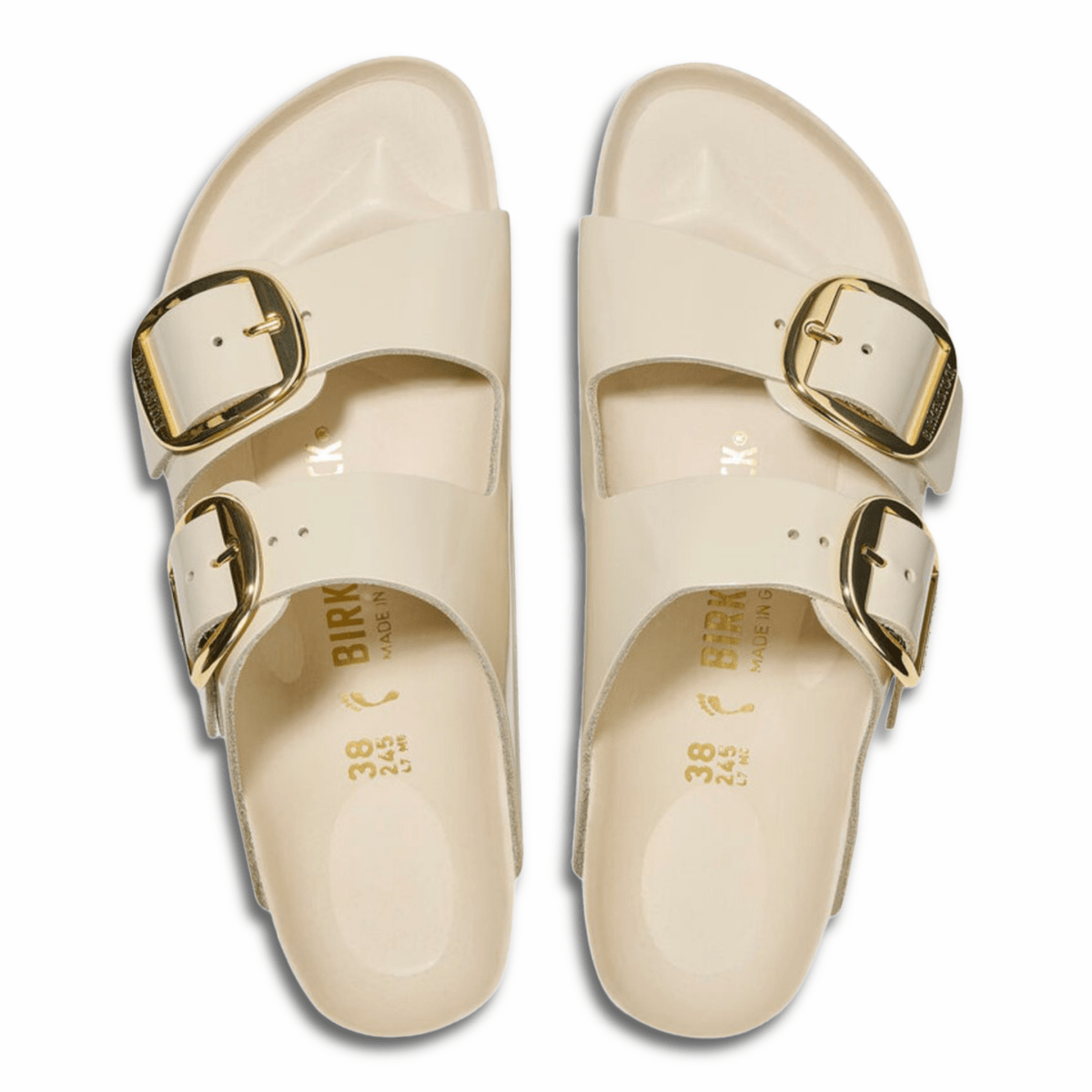 Birkenstock Women's Arizona Big Buckle High Shine Ecru Leather - 9013708 - Tip Top Shoes of New York