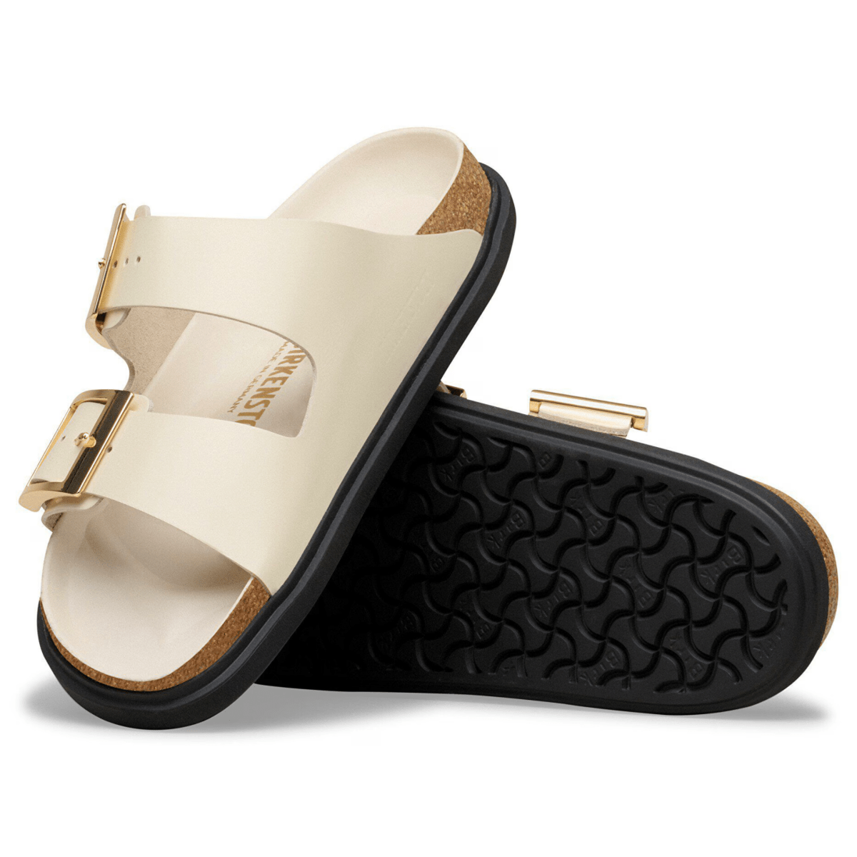 Birkenstock Women's Arizona Droplet Buckle High Shine Ecru Leather - 9028942 - Tip Top Shoes of New York