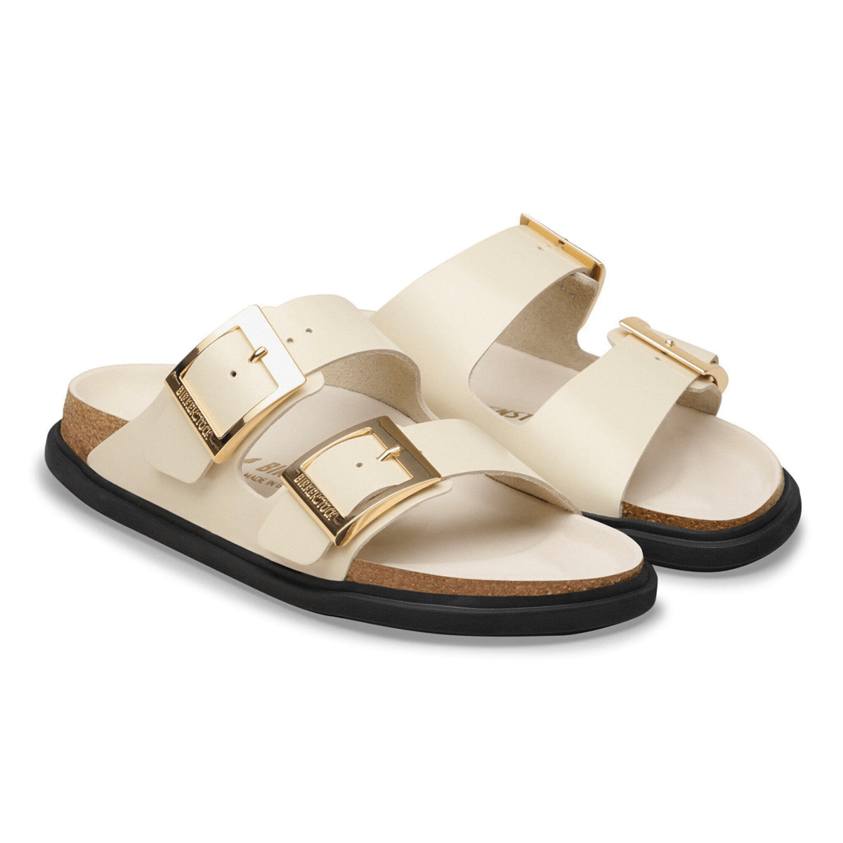 Birkenstock Women's Arizona Droplet Buckle High Shine Ecru Leather - 9028942 - Tip Top Shoes of New York