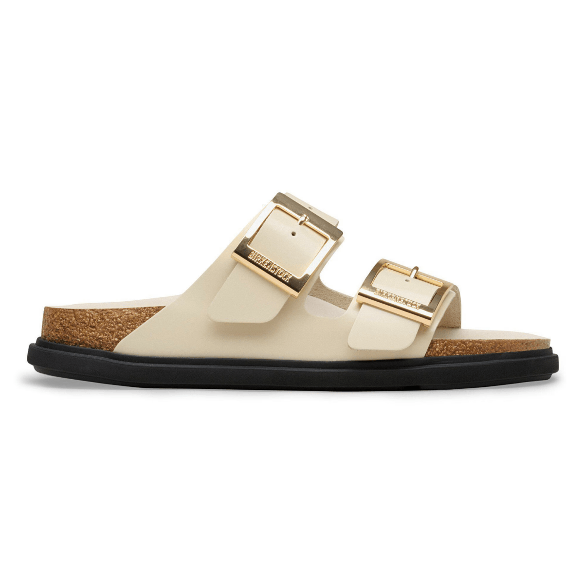 Birkenstock Women's Arizona Droplet Buckle High Shine Ecru Leather - 9028942 - Tip Top Shoes of New York