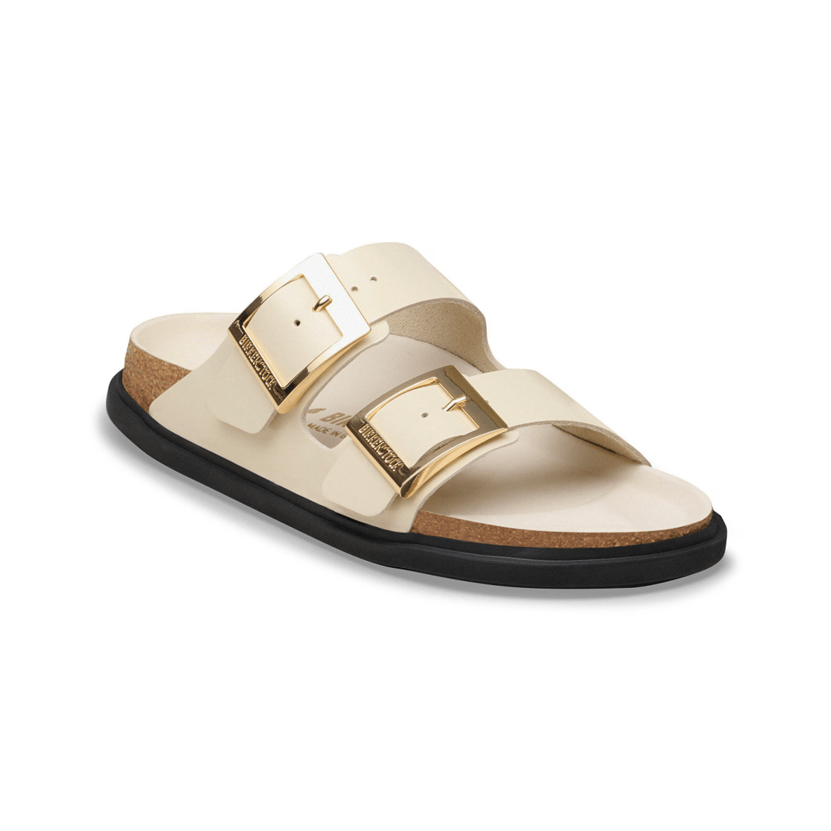 Birkenstock Women's Arizona Droplet Buckle High Shine Ecru Leather - 9028942 - Tip Top Shoes of New York