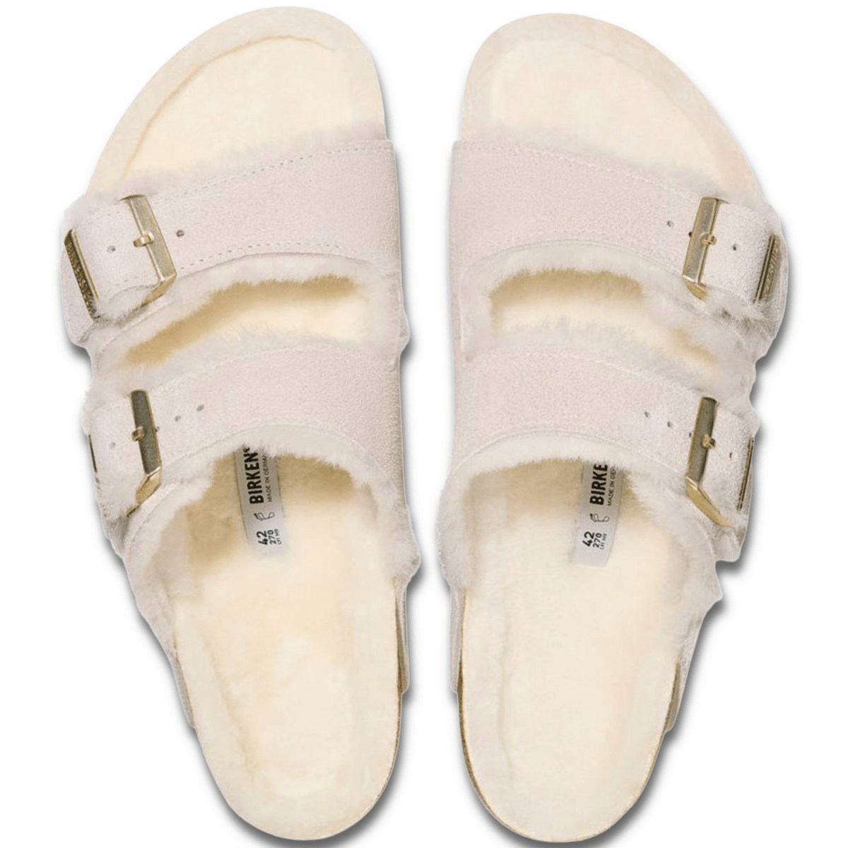 Birkenstock Women's Arizona Shearling Antique White Suede - 9019194 - Tip Top Shoes of New York