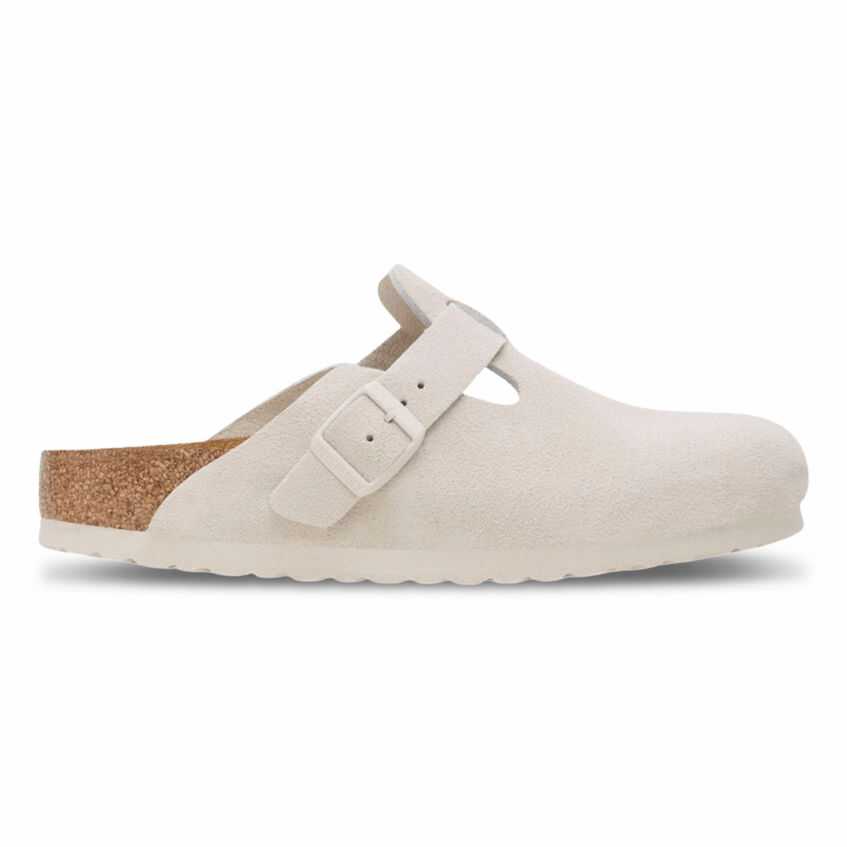 Birkenstock Women's Boston Antique White Suede Soft Footbed - 9013516 - Tip Top Shoes of New York