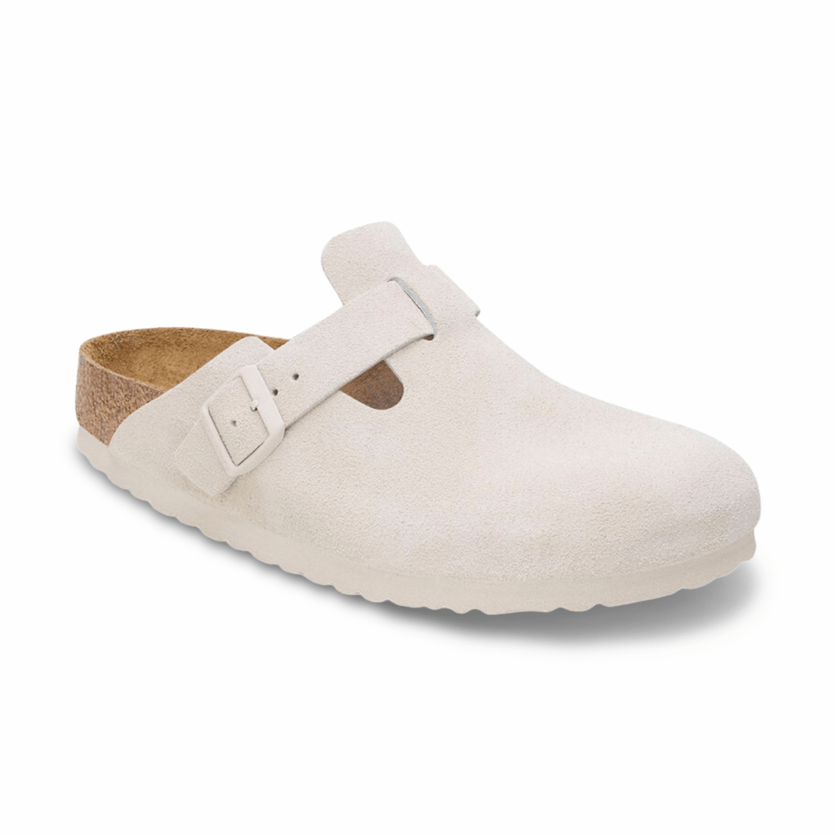 Birkenstock Women's Boston Antique White Suede Soft Footbed - 9013516 - Tip Top Shoes of New York