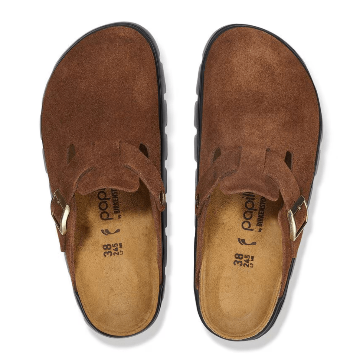 Birkenstock Women's Boston Chunky Dark Tea/Black Suede - 9023426 - Tip Top Shoes of New York