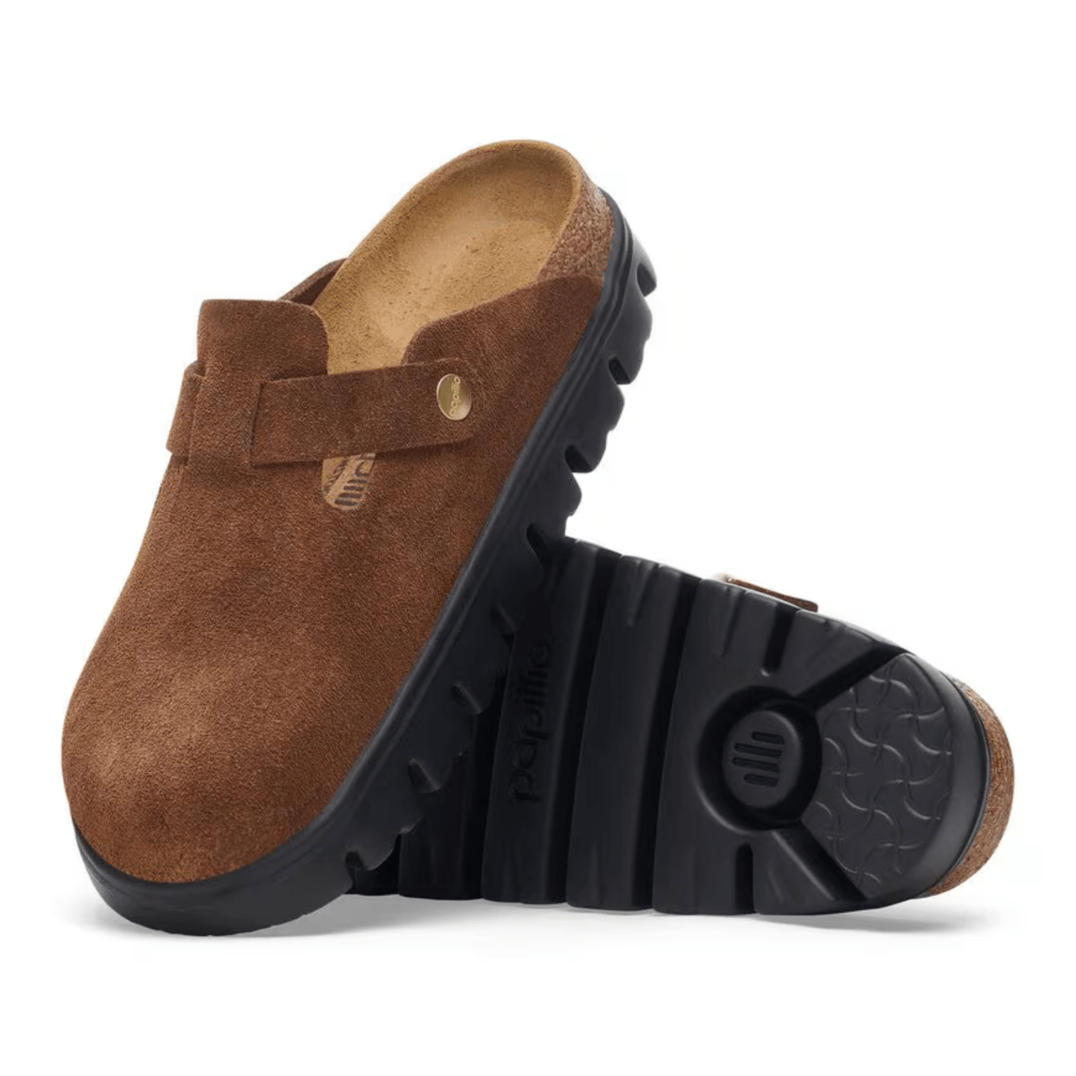 Birkenstock Women's Boston Chunky Dark Tea/Black Suede - 9023426 - Tip Top Shoes of New York