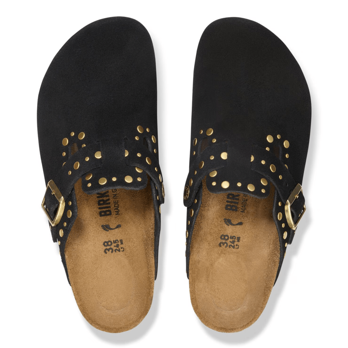 Birkenstock Women's Boston Rivets Black Suede - 9023396 - Tip Top Shoes of New York