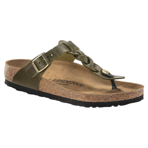 Birkenstock Women's Gizeh Braided Olive Green Oiled Leather - 9013566 - Tip Top Shoes of New York