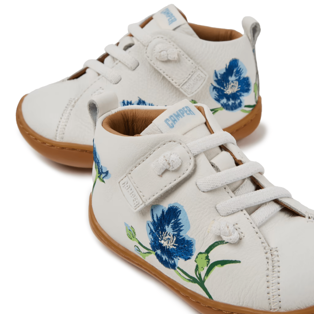Camper Toddlers Twins White/Blue Flower Leather - 1111665 - Tip Top Shoes of New York