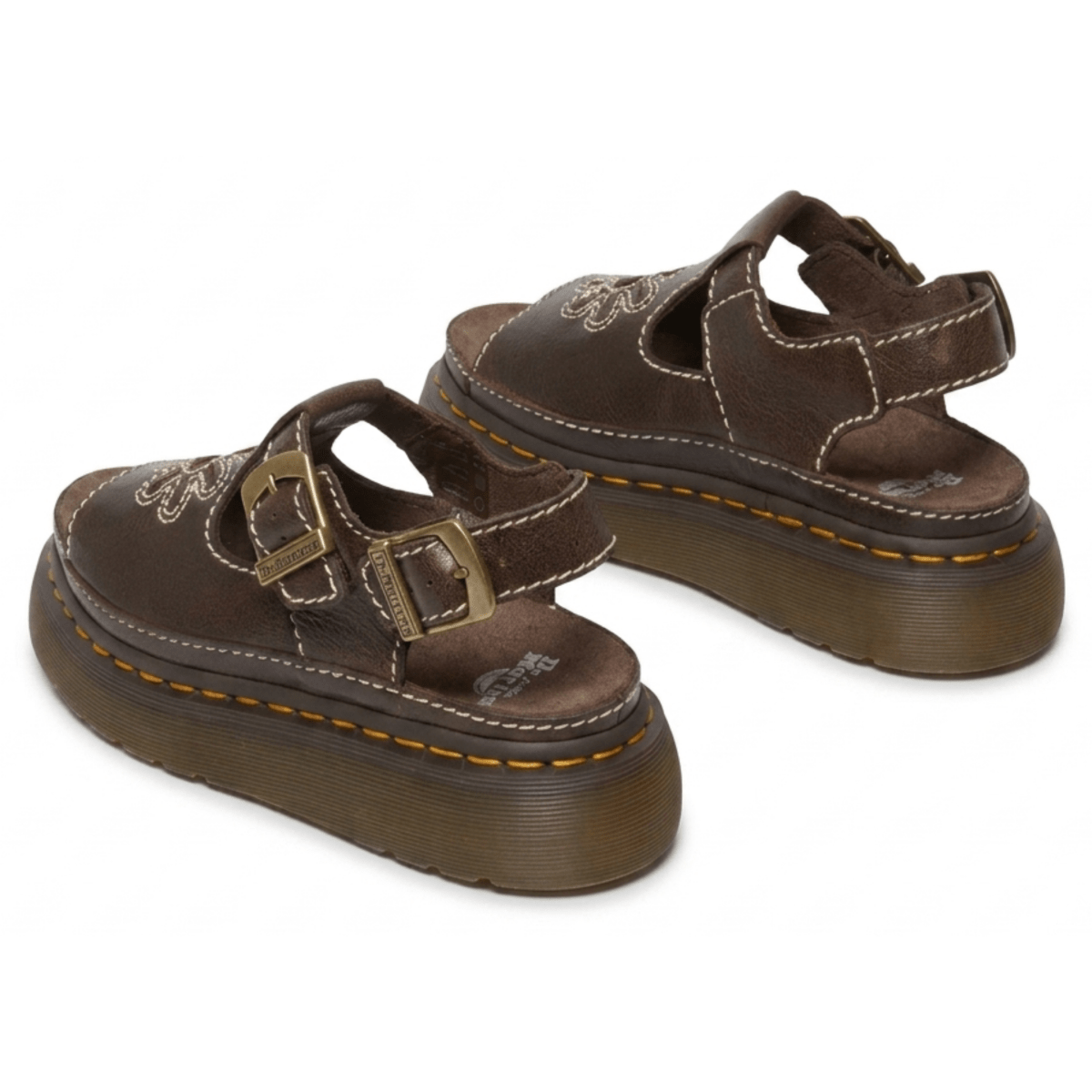 Dr. Martens Women's Dunnet Flower Kelp Brown Full Grain Leather - 11029998 - Tip Top Shoes of New York