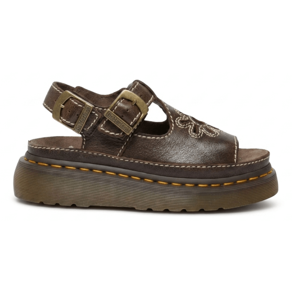 Dr. Martens Women's Dunnet Flower Kelp Brown Full Grain Leather - 11029998 - Tip Top Shoes of New York