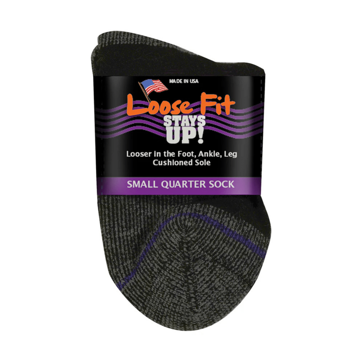 Extra Wide Sock Loose Fit Quarter Black - 11029149 - Tip Top Shoes of New York