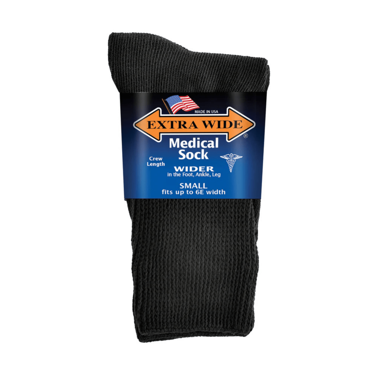 Extra Wide Sock Medical Crew Black - 11029156 - Tip Top Shoes of New York