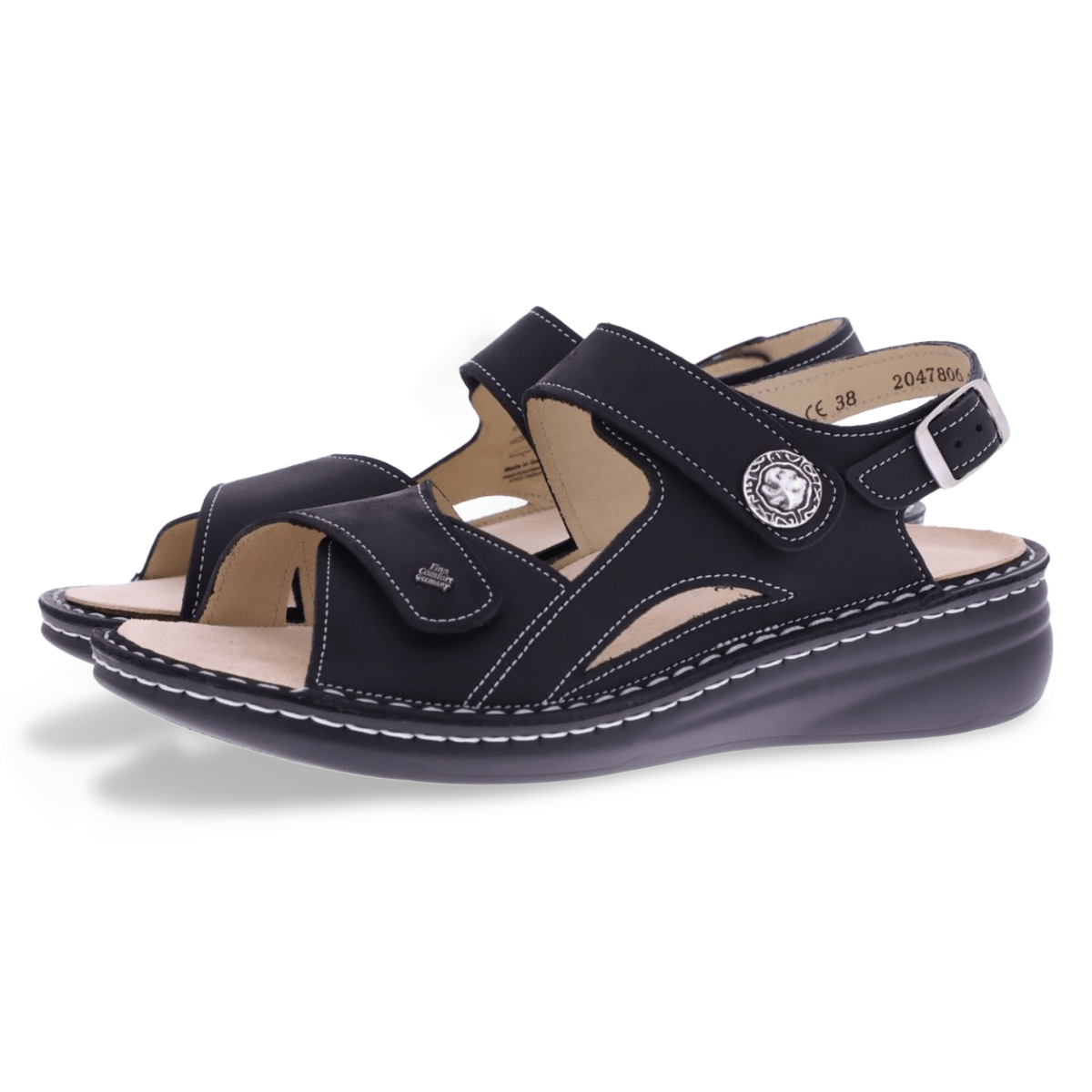 Finn Comfort Women's Barbuda Black Nubuck - 3006262 - Tip Top Shoes of New York