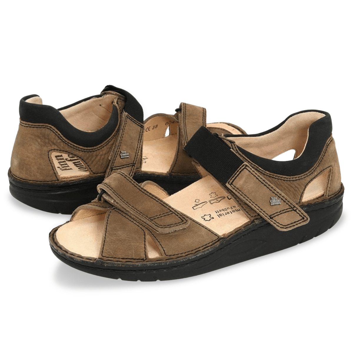 Finn Comfort Women's Samara Mud/Black Buc - 404917602010 - Tip Top Shoes of New York