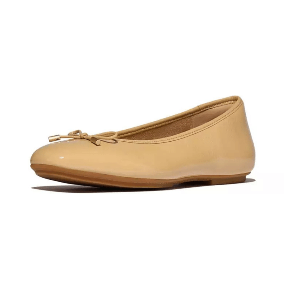 FitFlop Women's Delicato Bow Cappuccino Textured Patent Leather - 9031953 - Tip Top Shoes of New York