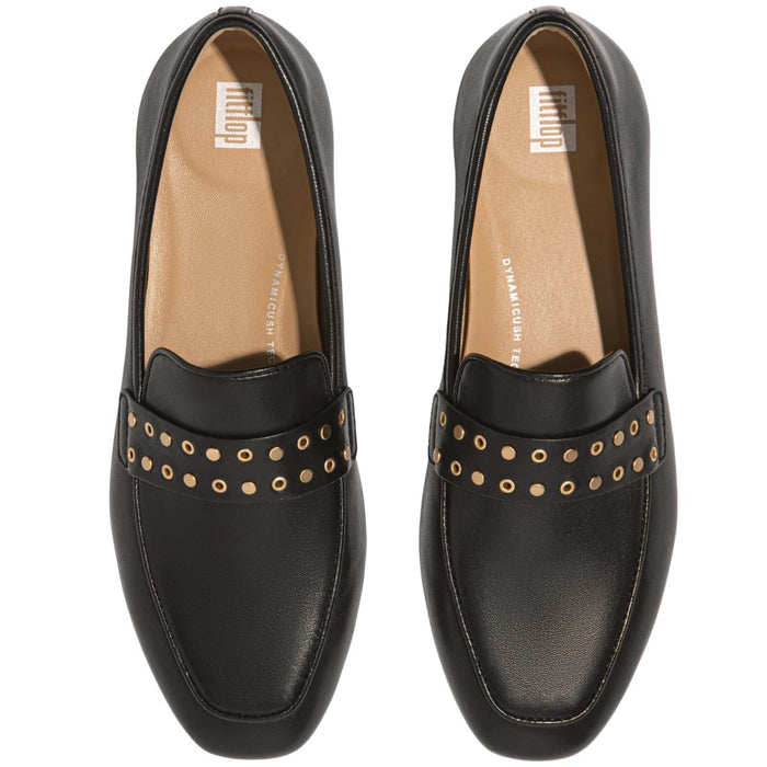 FitFlop Women's Delicato Stud Black Leather Loafer - 1087281 - Tip Top Shoes of New York