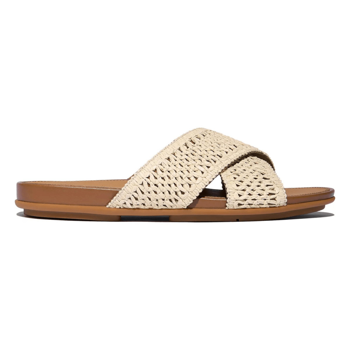 FitFlop Women's Gracie Woven Cross Deep Tan/Ivory - 1092721 - Tip Top Shoes of New York