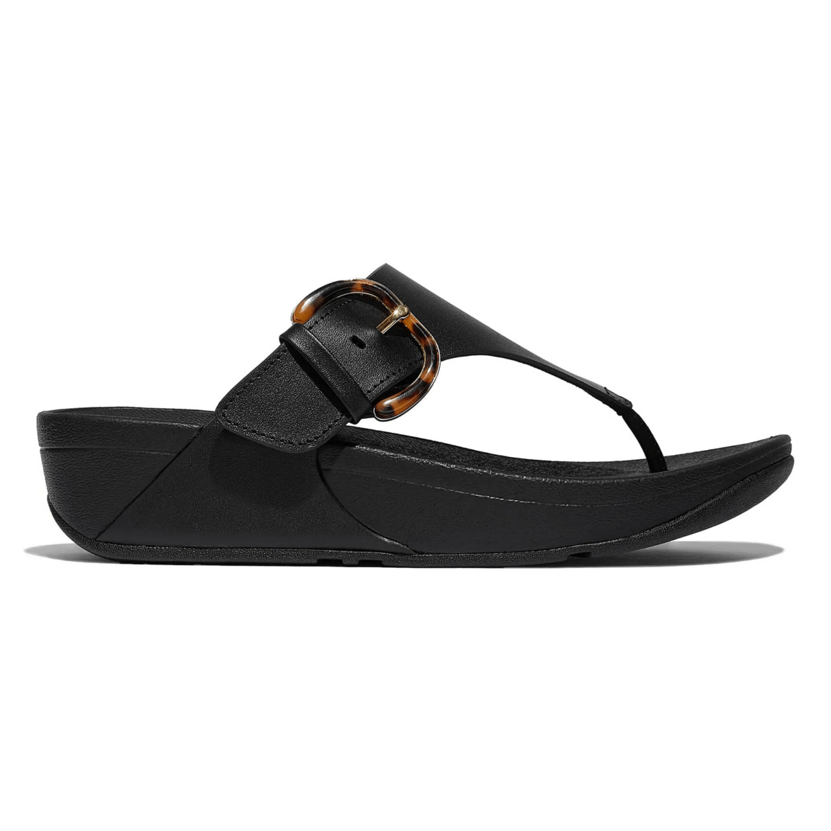 FitFlop Women's Lulu Toe - Post Buckle Black/Tortoise - 1092641 - Tip Top Shoes of New York