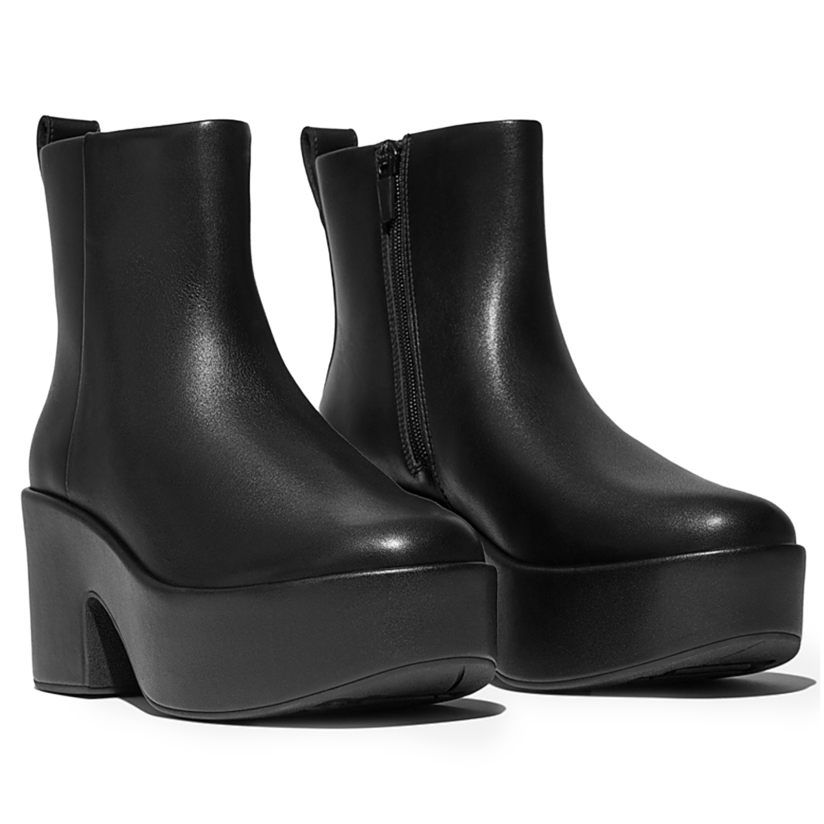 FitFlop Women's PlatFForms Heeled Ankle Boot Black Leather - 1099603 - Tip Top Shoes of New York