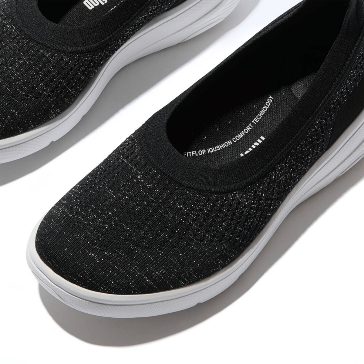FitFlop Women's Super Q Knit Ballet Black/Silvereen - 1099662 - Tip Top Shoes of New York