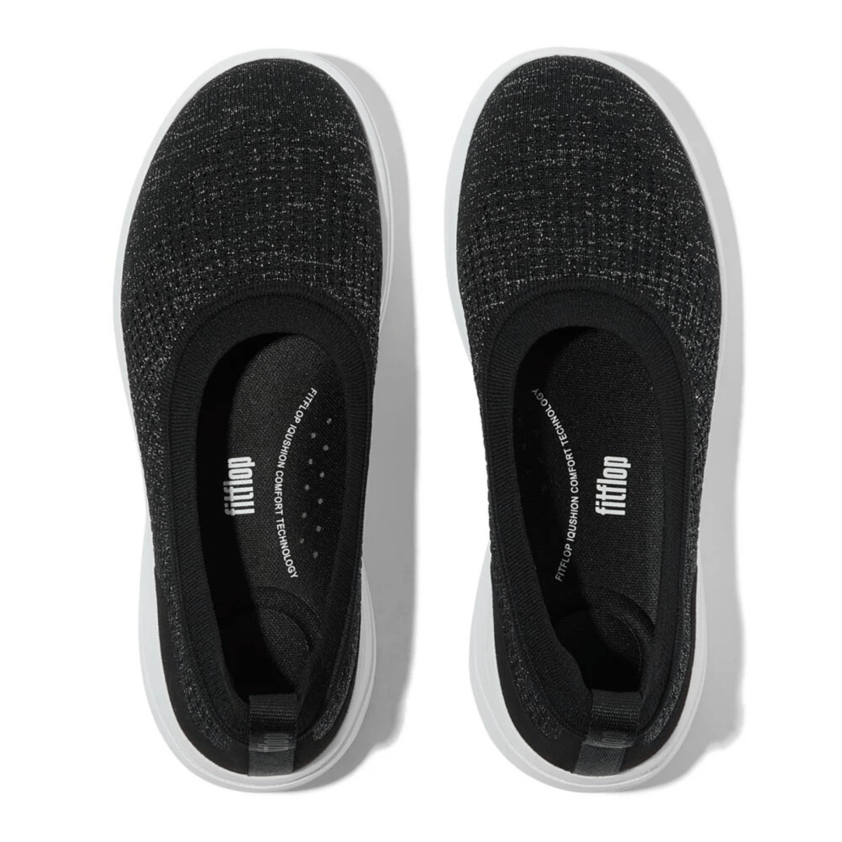 FitFlop Women's Super Q Knit Ballet Black/Silvereen - 1099662 - Tip Top Shoes of New York