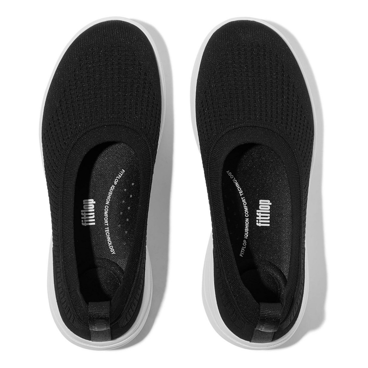 FitFlop Women's Super Q Knit Ballet Black/White - 1099494 - Tip Top Shoes of New York