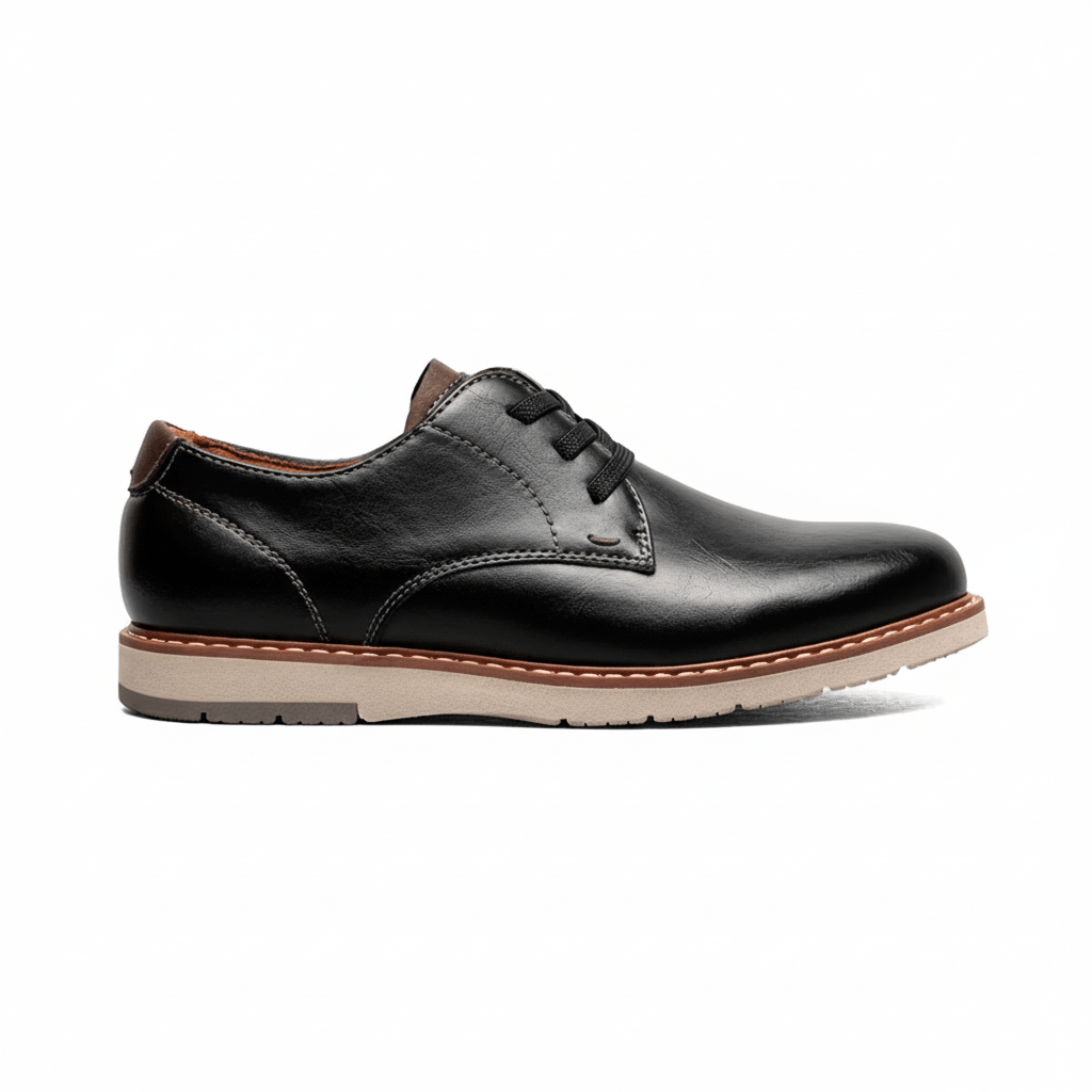Florsheim Boys' Vibe Jr. Elastic Lace Plain Toe Oxford Black - 1108149 - Tip Top Shoes of New York