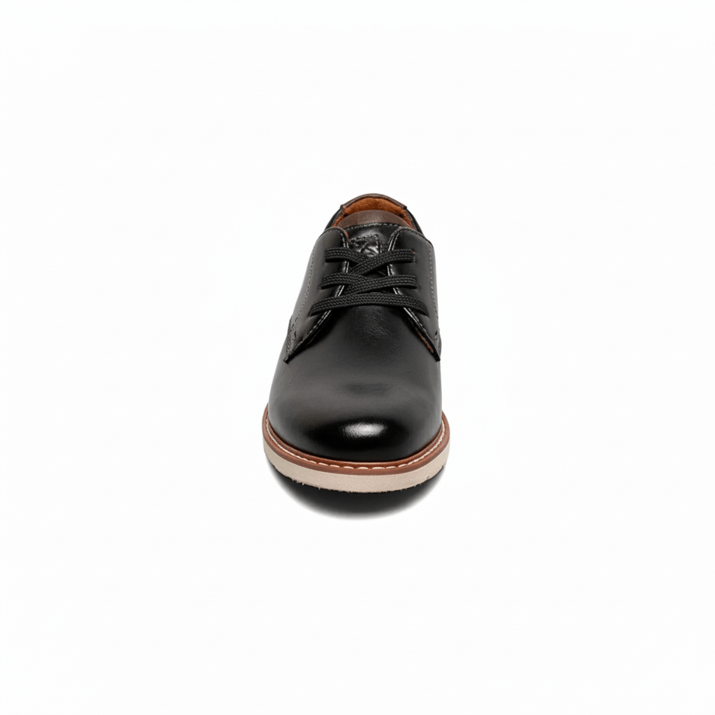 Florsheim Boys' Vibe Jr. Elastic Lace Plain Toe Oxford Black - 1108149 - Tip Top Shoes of New York
