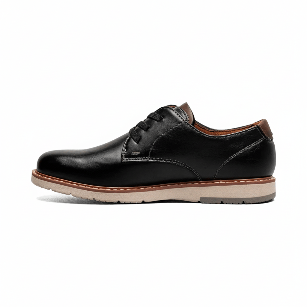 Florsheim Boys' Vibe Jr. Elastic Lace Plain Toe Oxford Black - 1108149 - Tip Top Shoes of New York